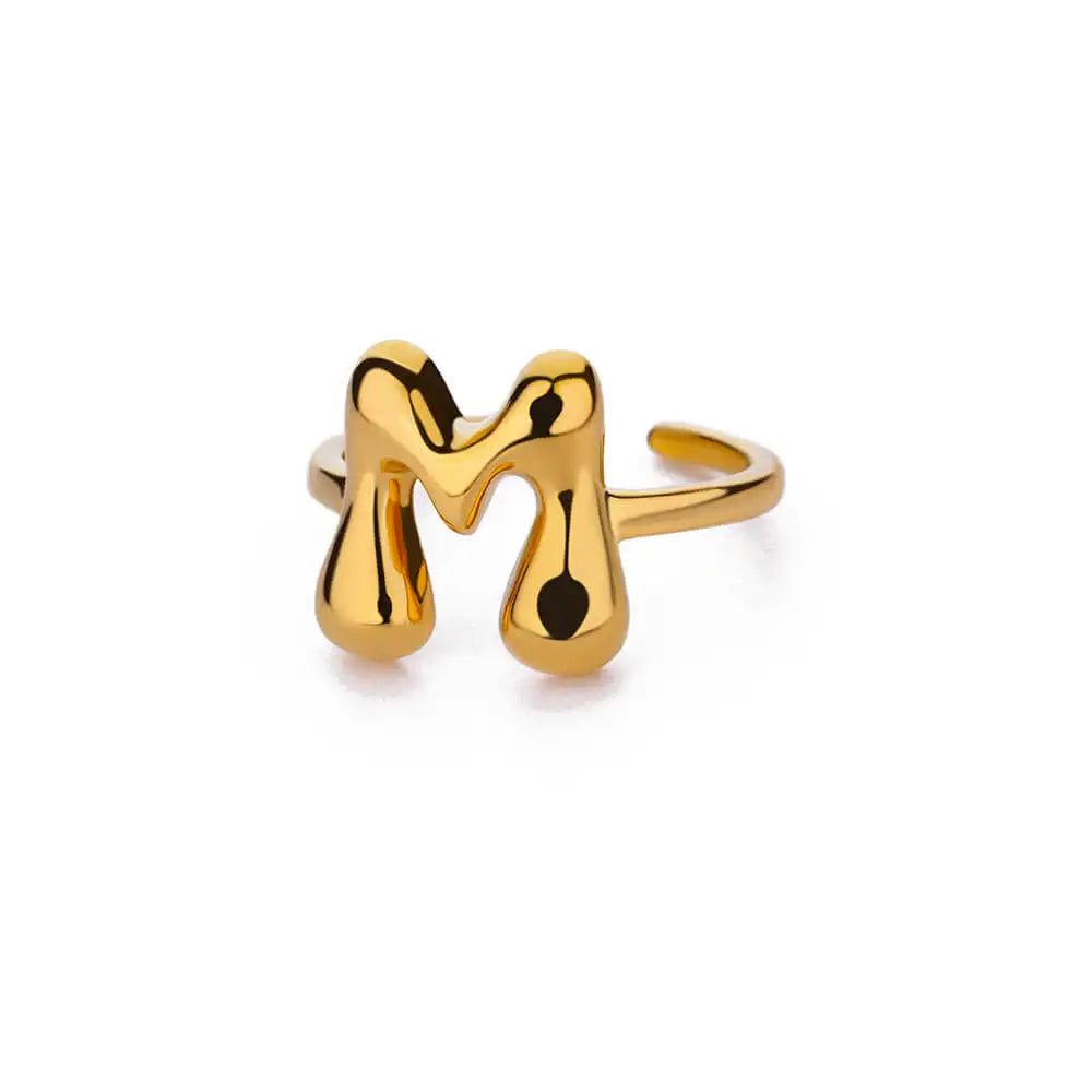 Adjustable personalized ring with initial m