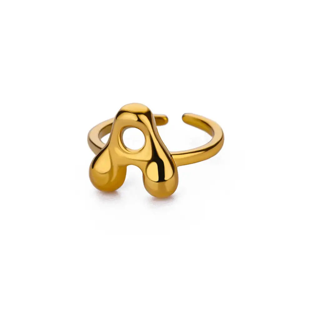 Adjustable personalized ring with initial a