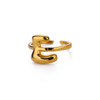 Adjustable personalized ring with initial e