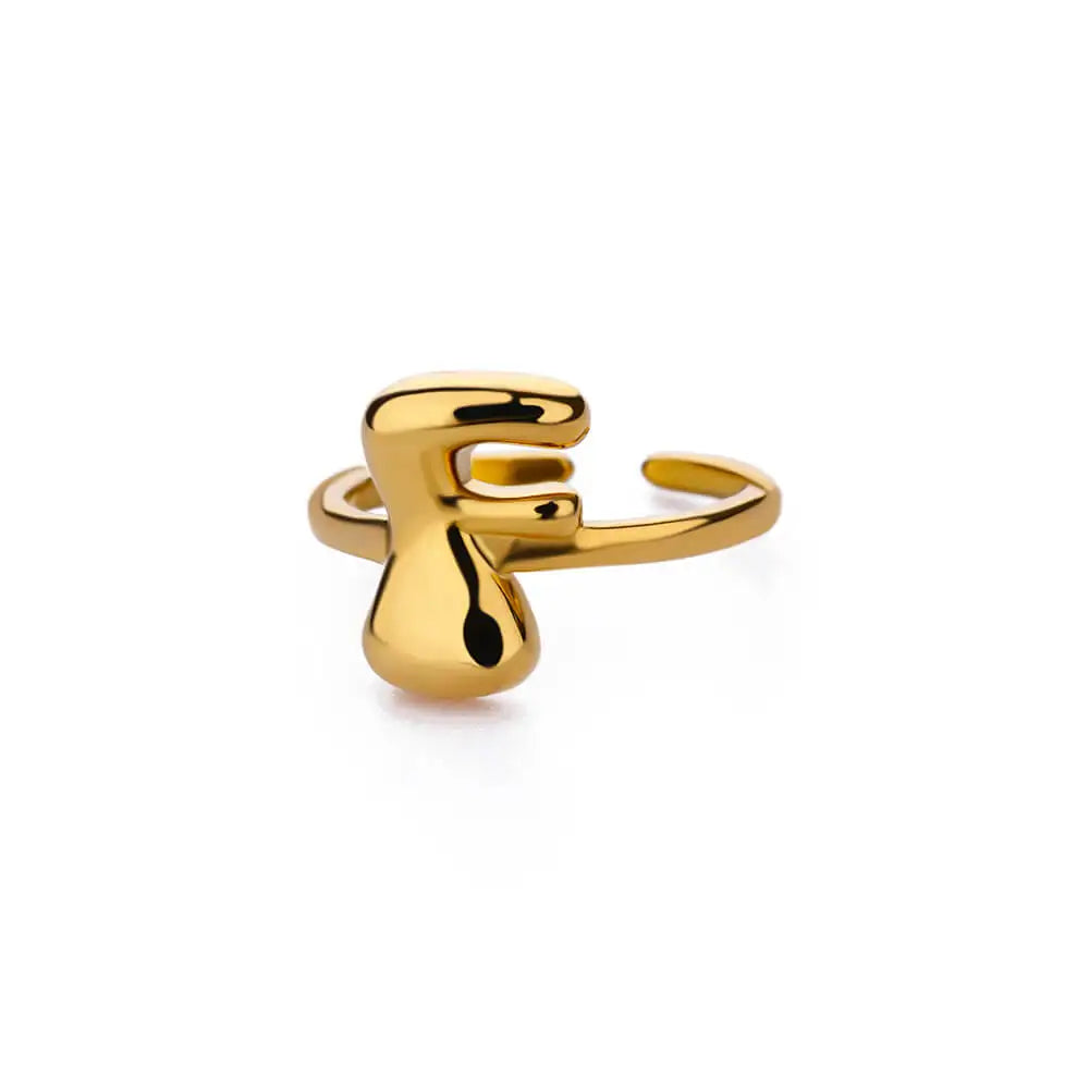Adjustable personalized ring with initial f
