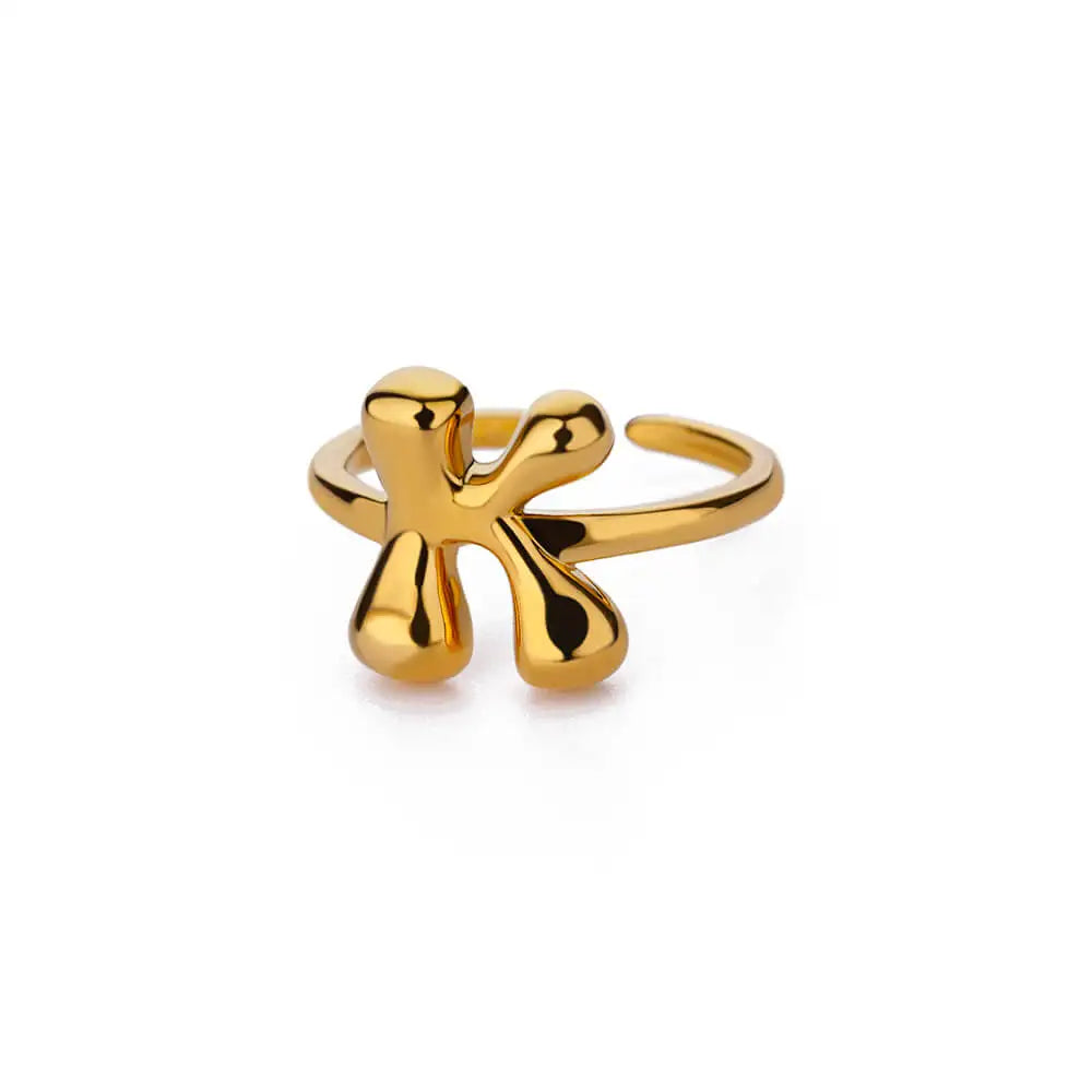Adjustable personalized ring with initial k