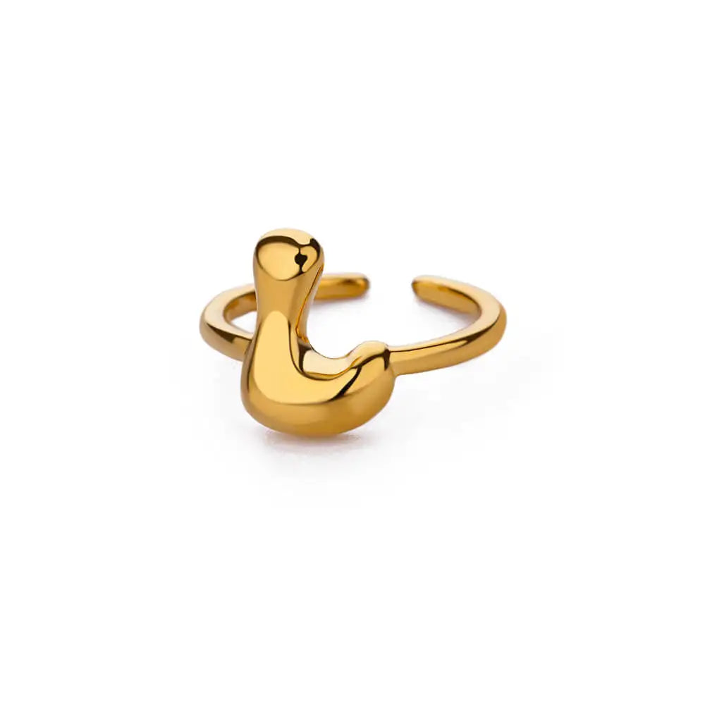 Adjustable personalized ring with initial l