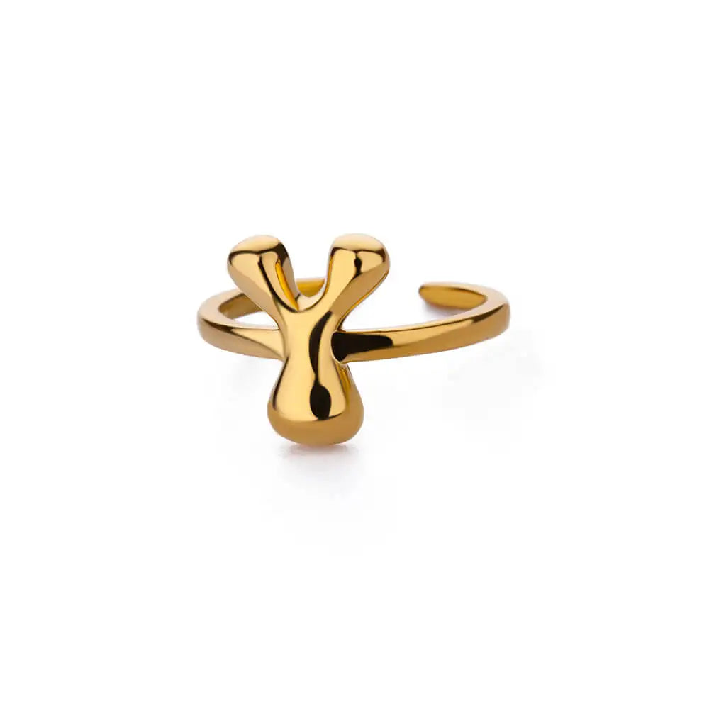 Adjustable personalized ring with initial y