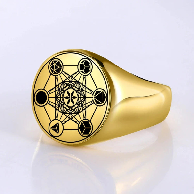 Bague Anneau Cube de Métatron or a
