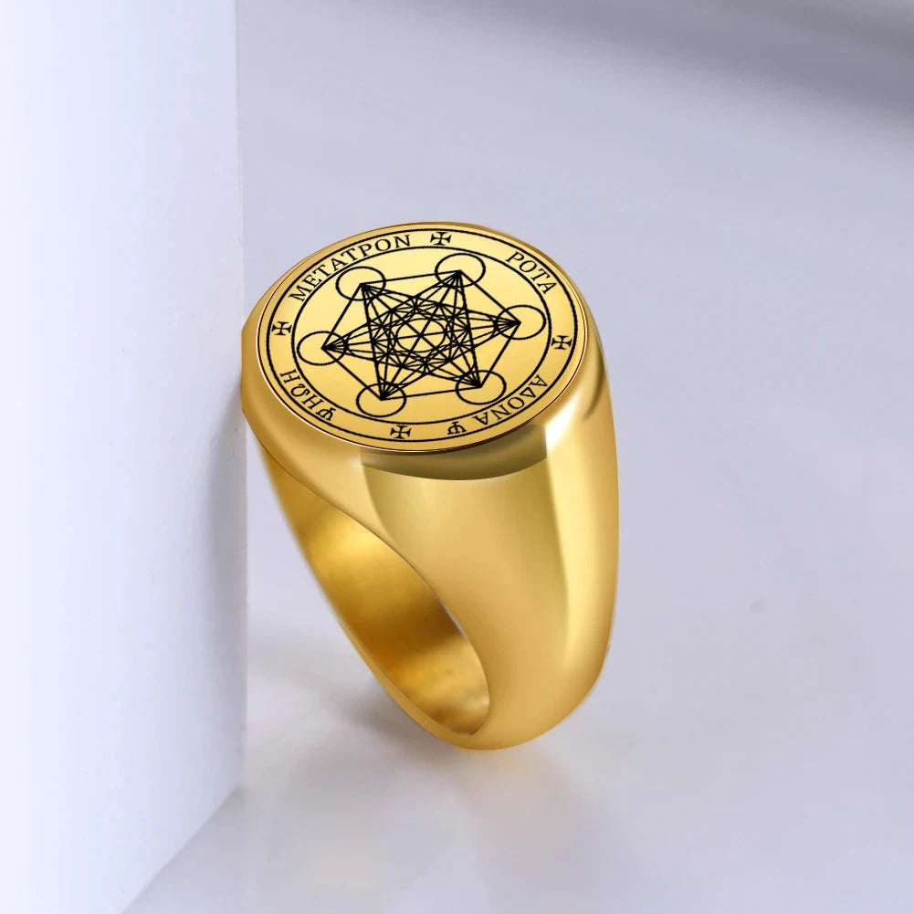 Bague Anneau Cube de Métatron or b