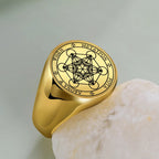 Bague Anneau Cube de Métatron or b
