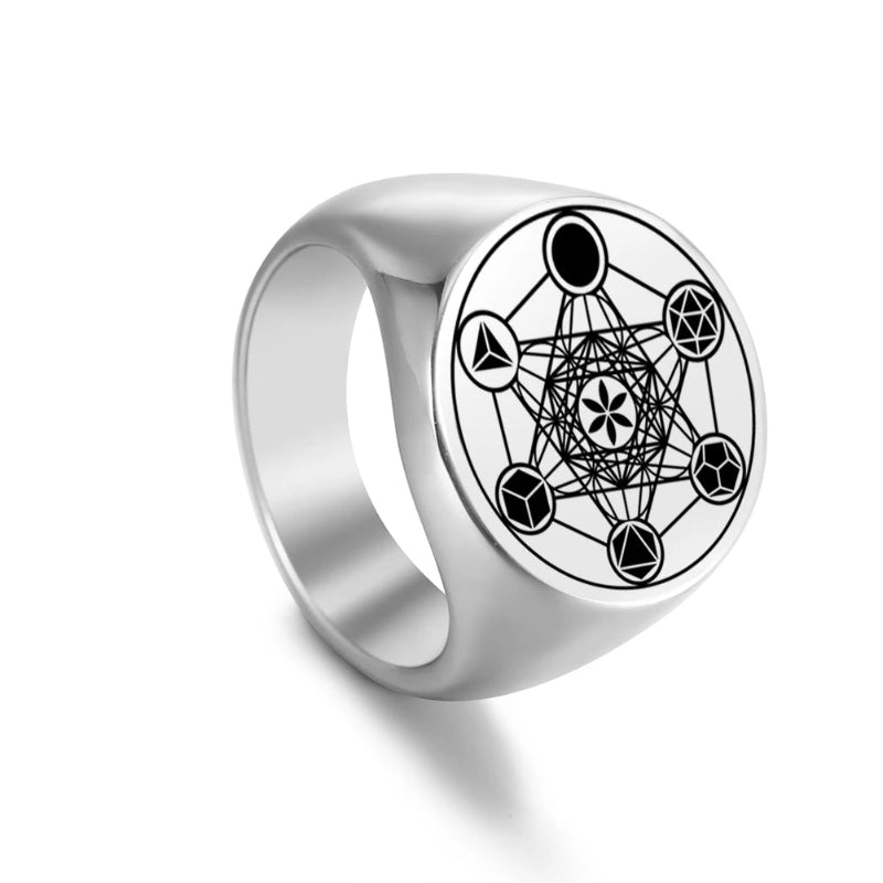 Bague Anneau Cube de Métatron argent a