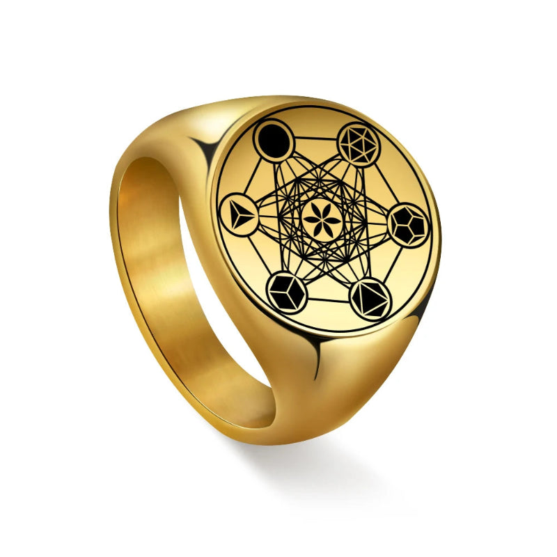 Bague Anneau Cube de Métatron or a