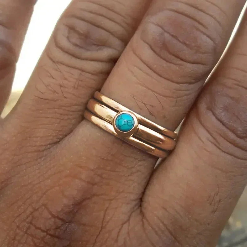 Bague Anneau Ethniques avec Pierre Turquoise or