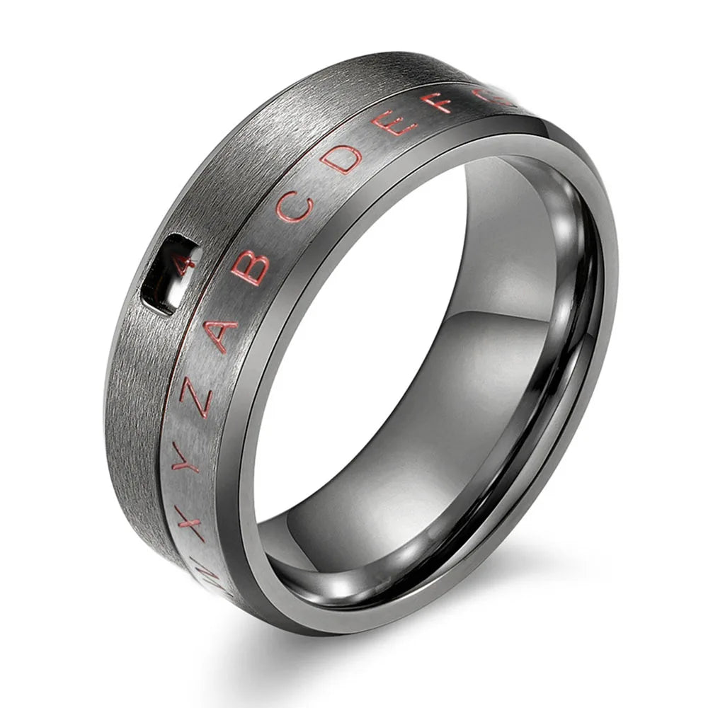 Bague Anneau Lettres Anti-Stress Tournant noir