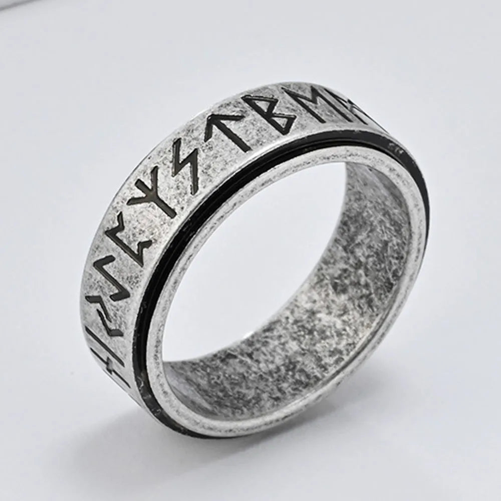 Bague Anneau Viking Homme Anti-Stress Tournant gris