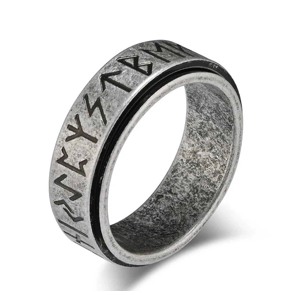 Bague Anneau Viking Homme Anti-Stress Tournant gris