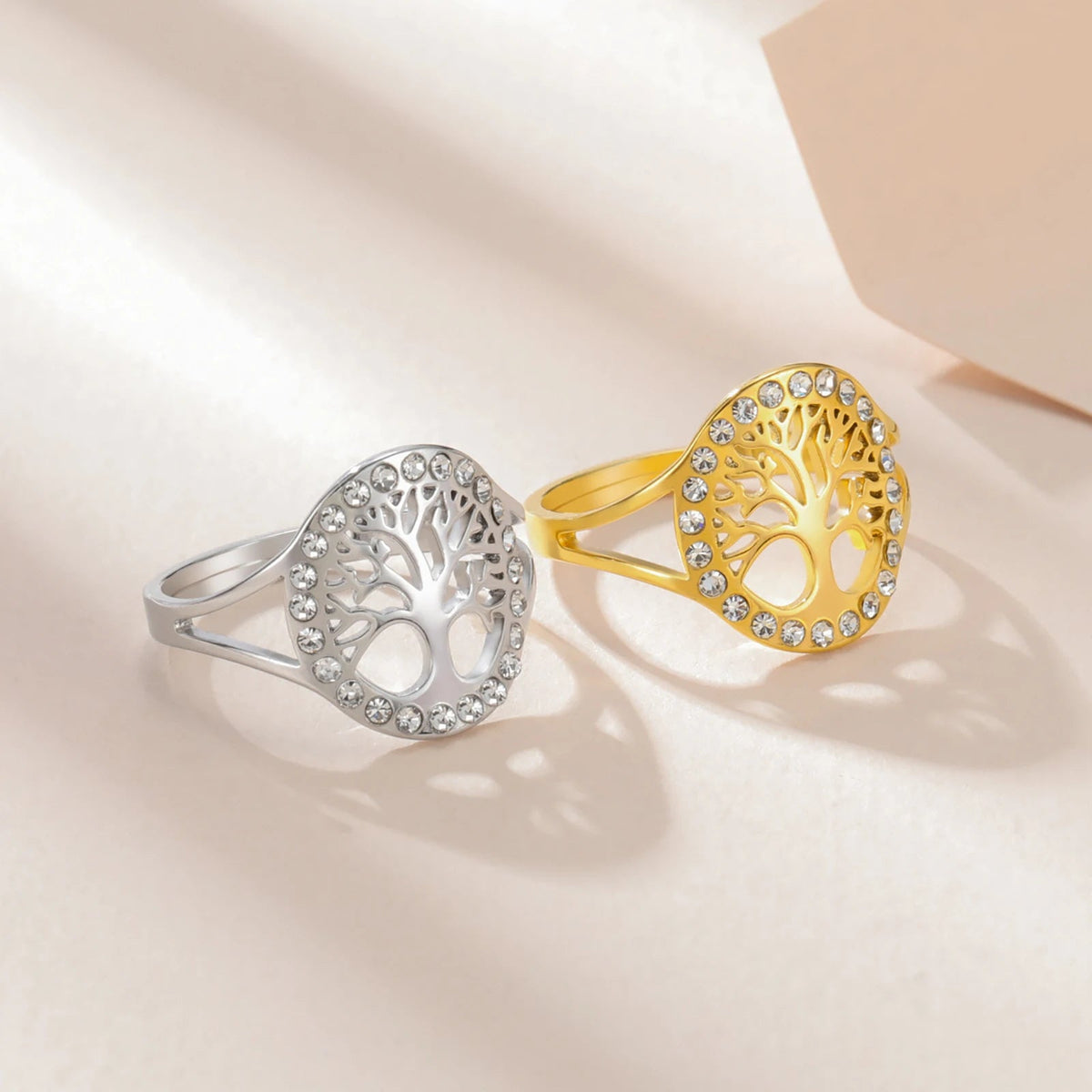 Women's Silver Tree of Life Zircon Ring