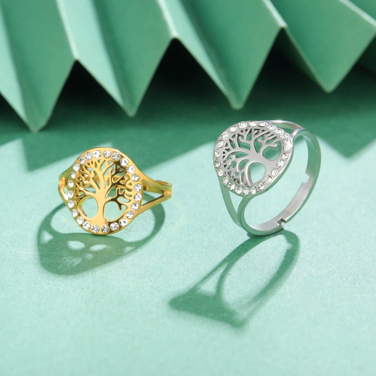 Women's Gold Tree of Life Zircon Ring