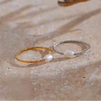 Ring with silver freshwater pearl
