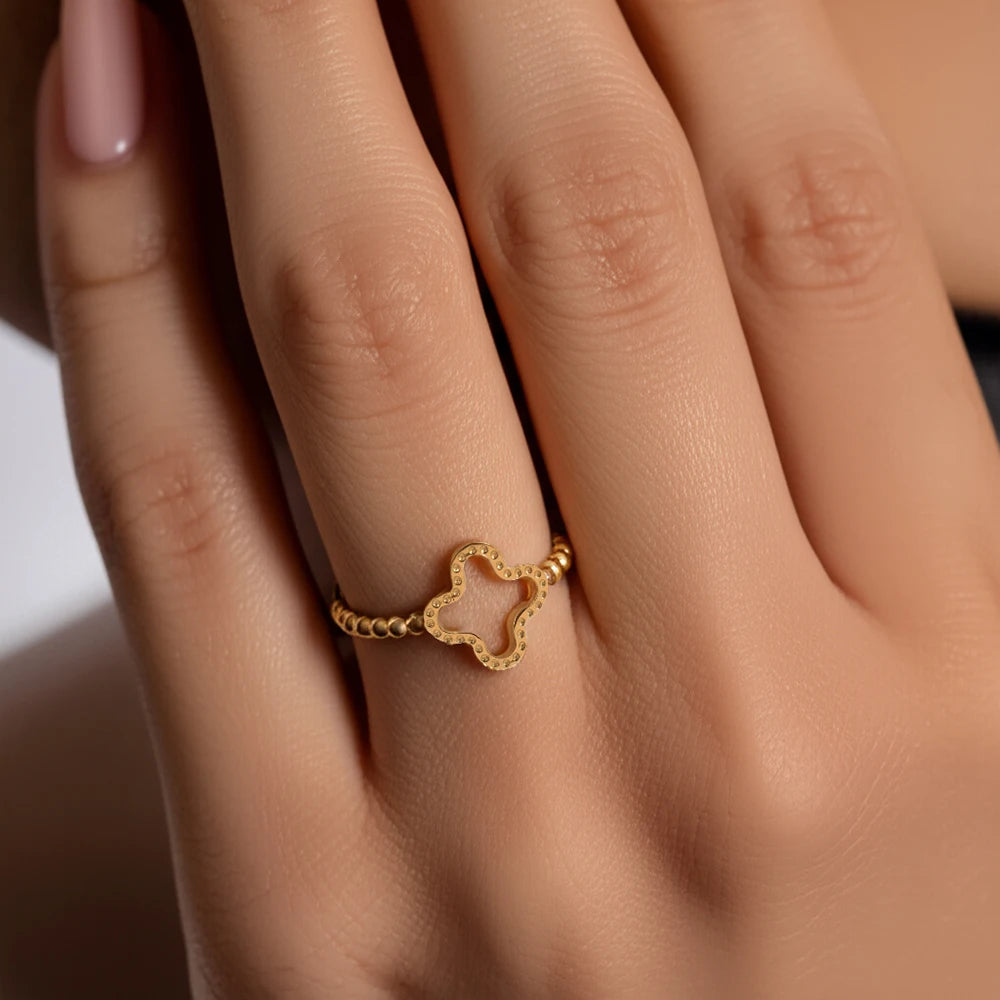 Bague avec Trèfle à 4 Feuilles pour Femme or