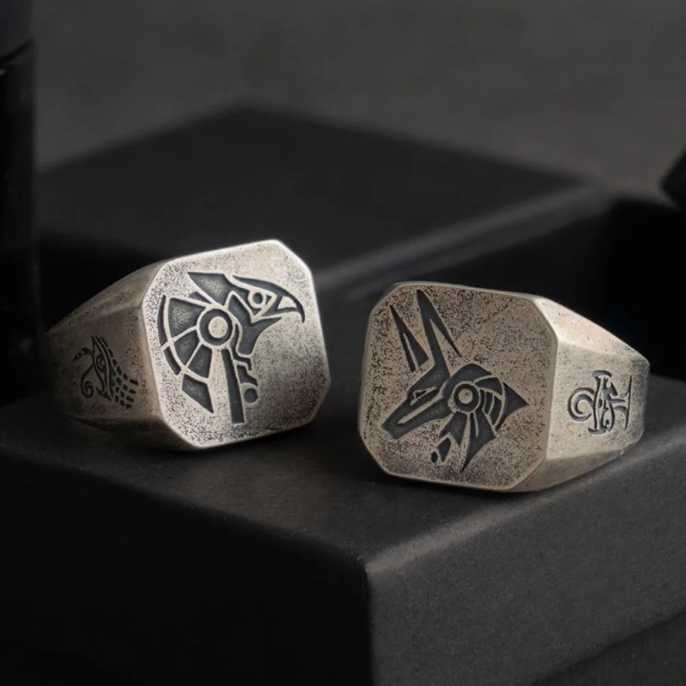 Bague carrée de Style Egyptien Oeil d'Horus