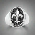 Bague Chevalière Fleur de Lys Argent