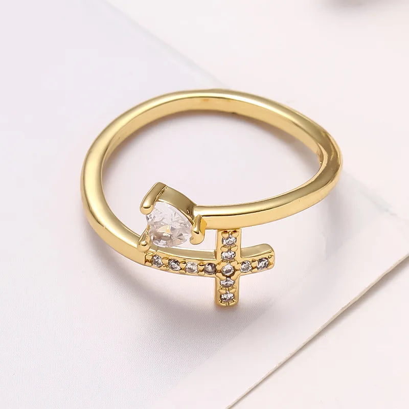 Cross & Zircon Ring for Women 