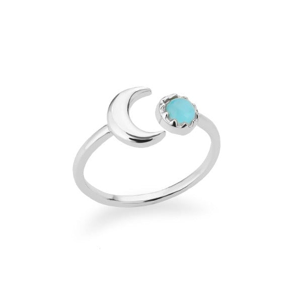 Moon Ring Women Stars Band silver