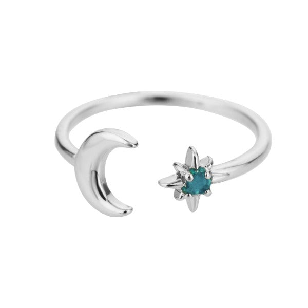 Moon Ring Women Stars Band silver