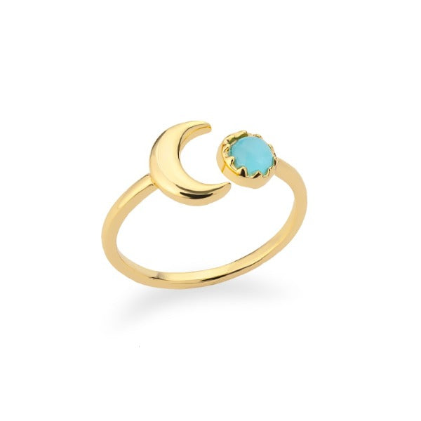 Moon Ring Women Stars Band gold