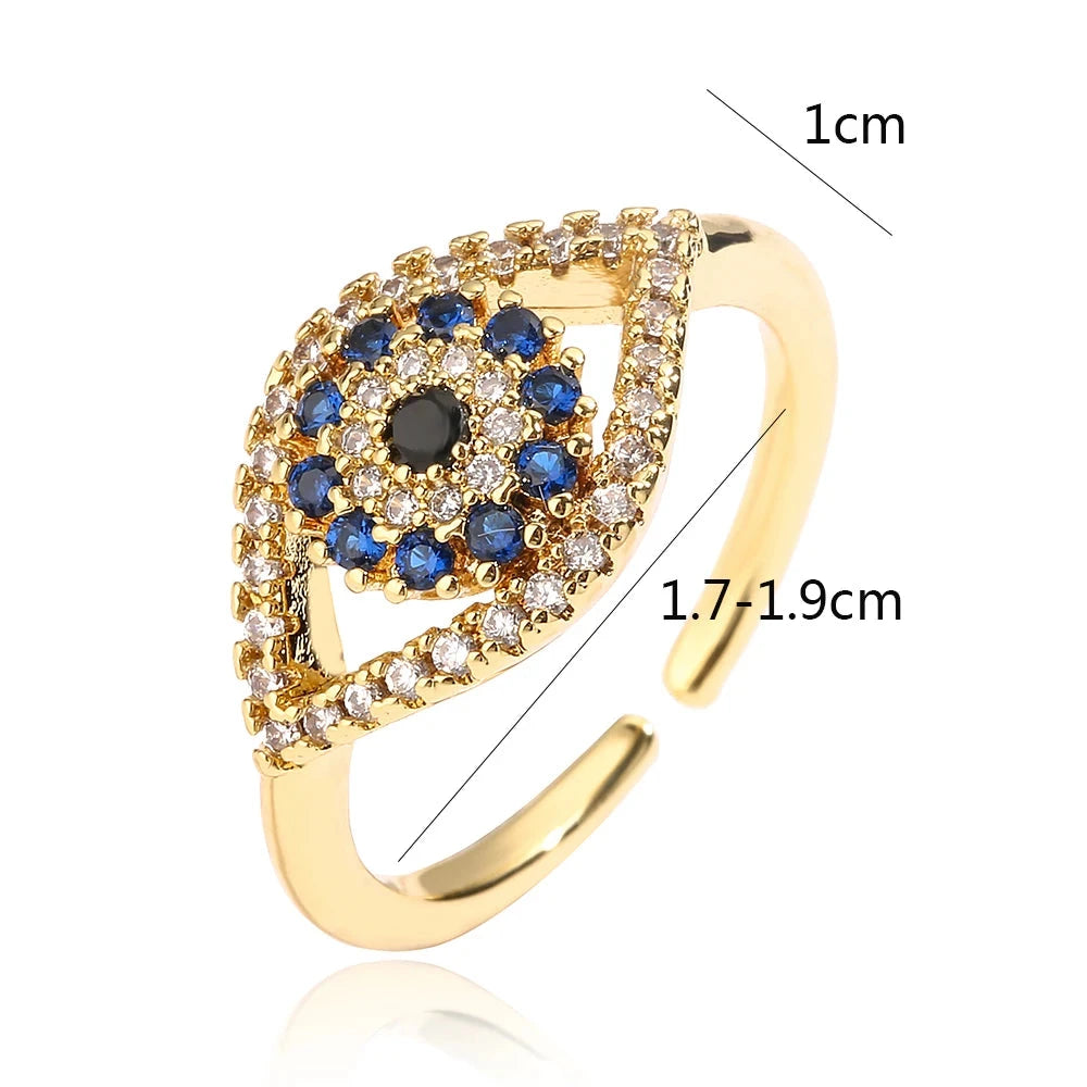 Turkish Blue Evil Eye Zircon Ring