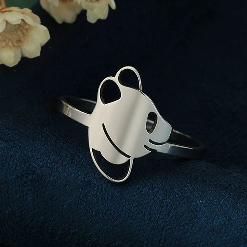 Žiedas Panda Plonas Sidabras