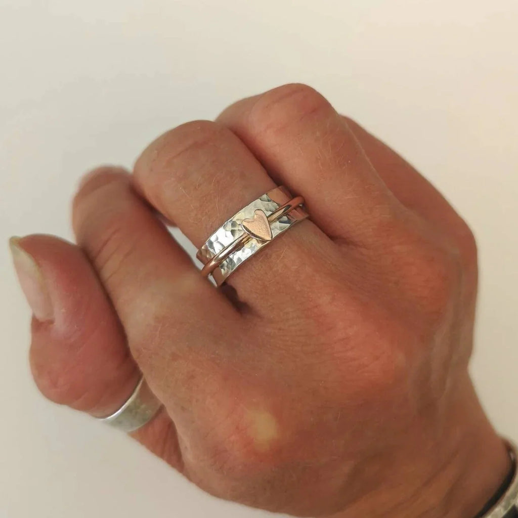 Small Colored Heart Ring 