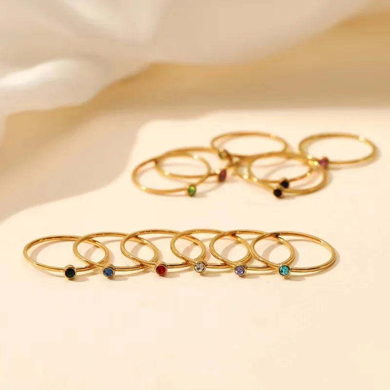 Silver & Gold Birthstone Ring 