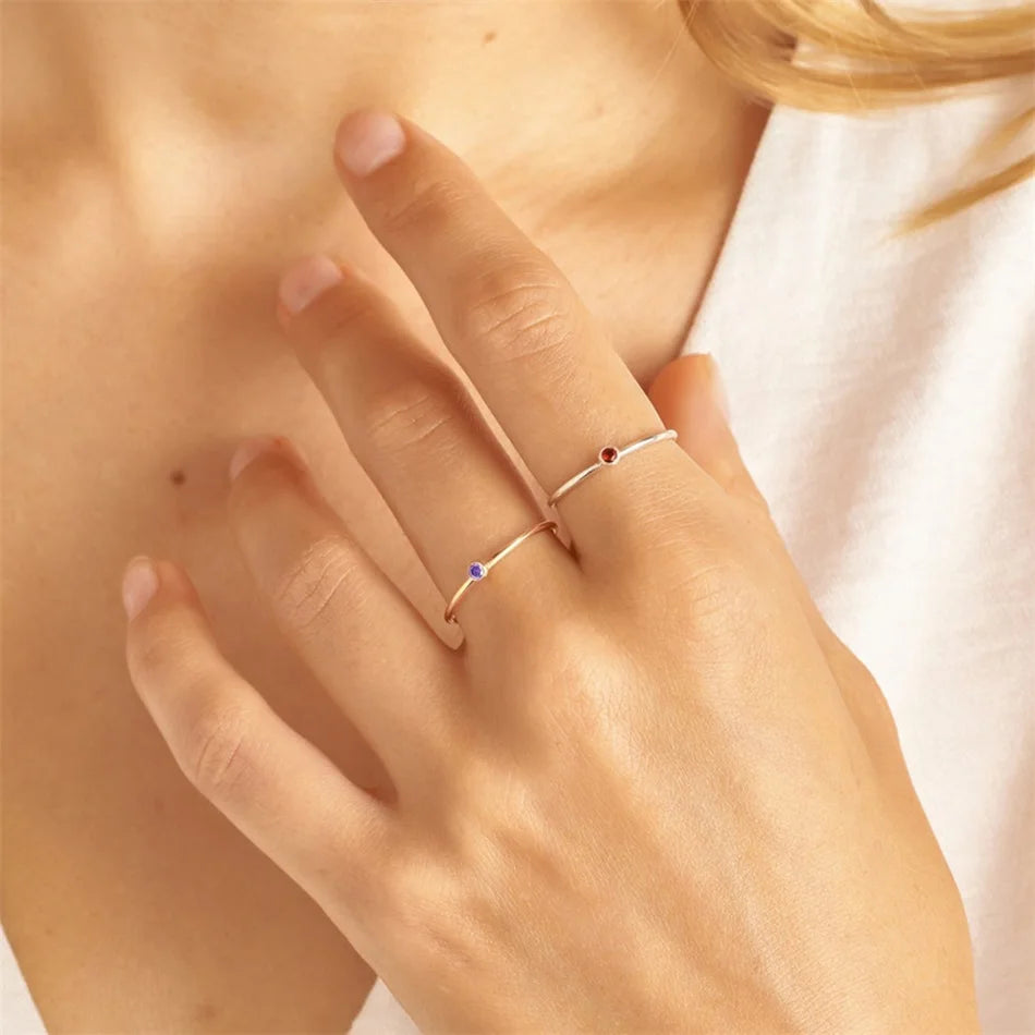 Silver & Gold Birthstone Ring 