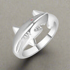Bague Requin avec Zircon argent