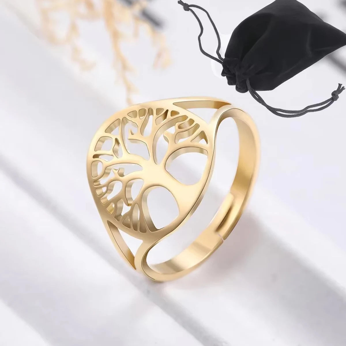 Bague Rétro Arbre de Vie or