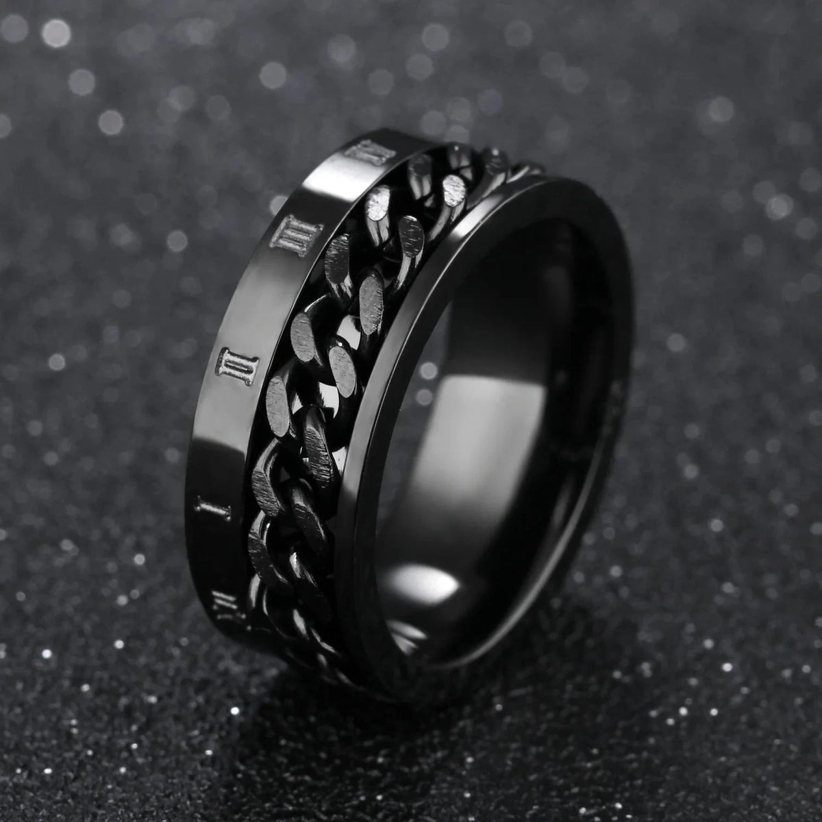 Bague Rotative Anti-Stress pour Homme noir