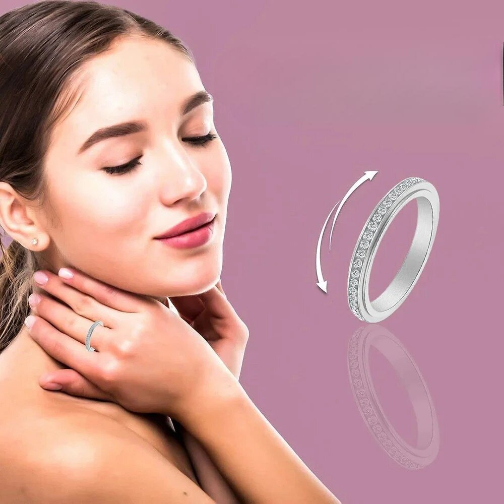 Anti-Stress Spinning Ring with Zircon 