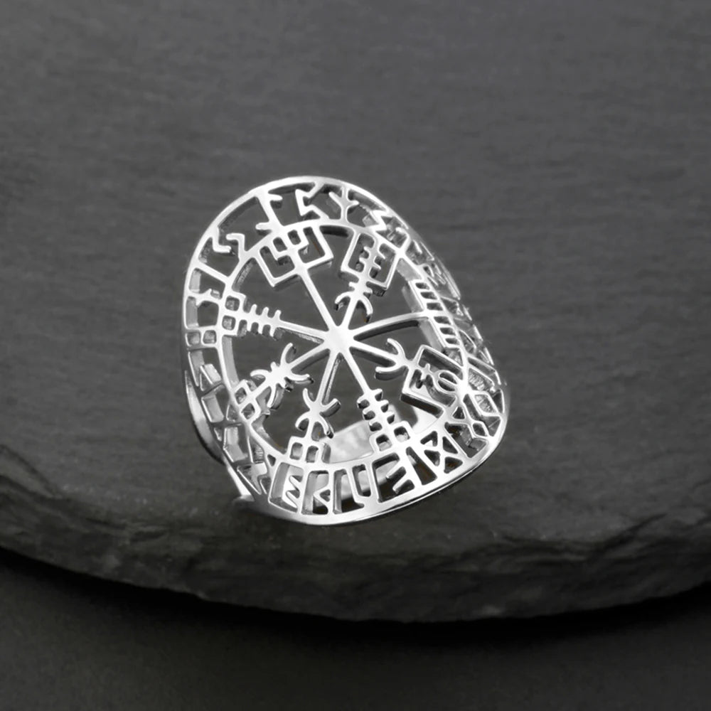 Vegvisir sõrmus Viikingite maagiline kompass hõbe