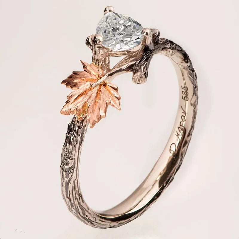 Bague Vintage avec Feuille d'Automne