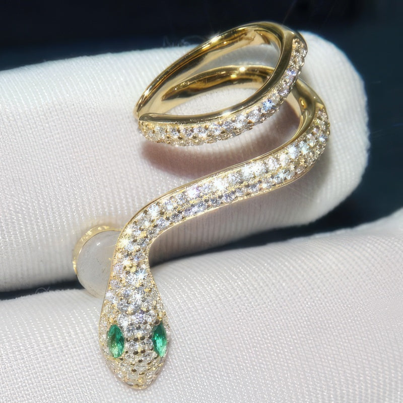 Gold-Plated Dangling Snake Earring 