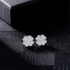 Boucles d'Oreilles Clou avec Trèfle à 4 Feuilles en Zircon argent