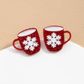 Boucles d'Oreilles Clou Mug avec Flocon de Neige