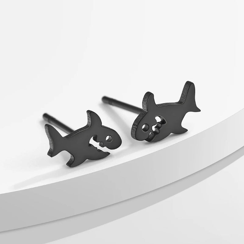 Boucles d'Oreilles Clou Requin noir