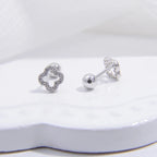 Boucles d'Oreilles Clou Trèfle à 4 Feuilles argent