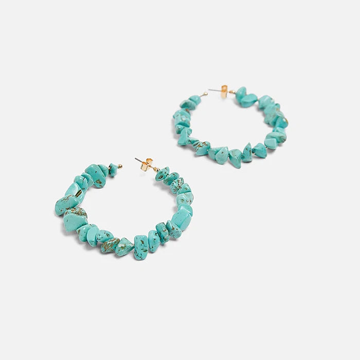 Boucles d'Oreilles Créoles Corail bleu