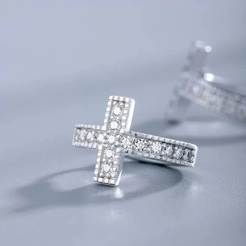 Sparkling Cross Hoop Earrings