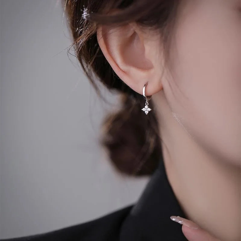 Çiçek Zirkon Halka Küpeler gümüş