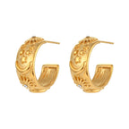 Boucles d'Oreilles Créoles Rétros Soleil or