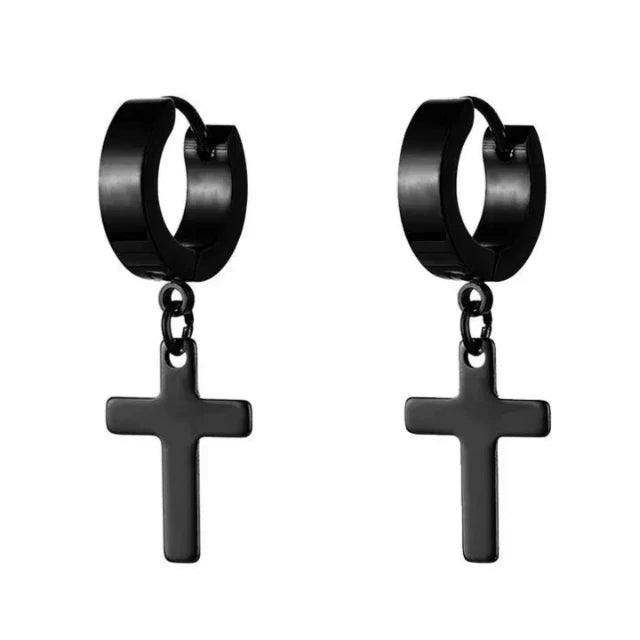 Men's and Women's Cross Earrings black