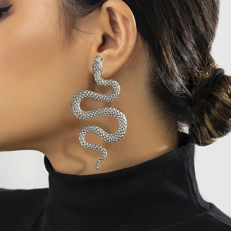 Long Serpent Earrings silver