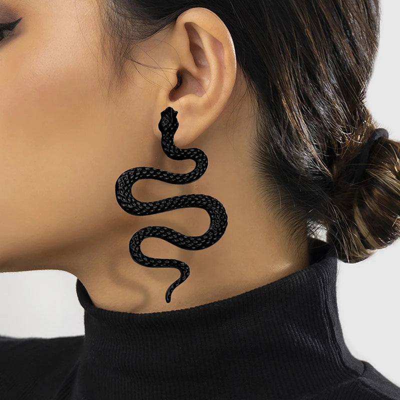 Long Serpent Earrings black