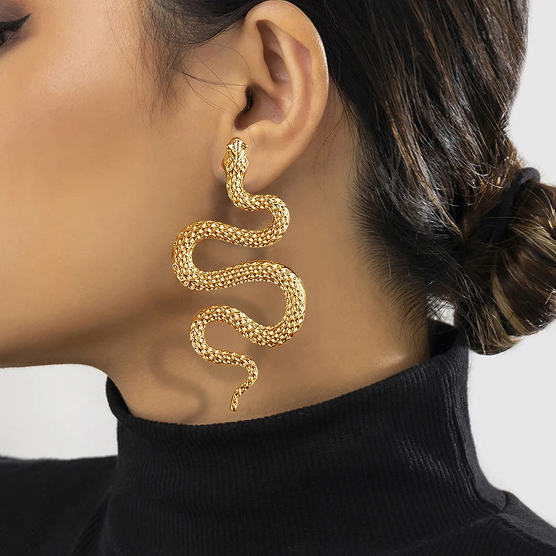 Long Serpent Earrings gold